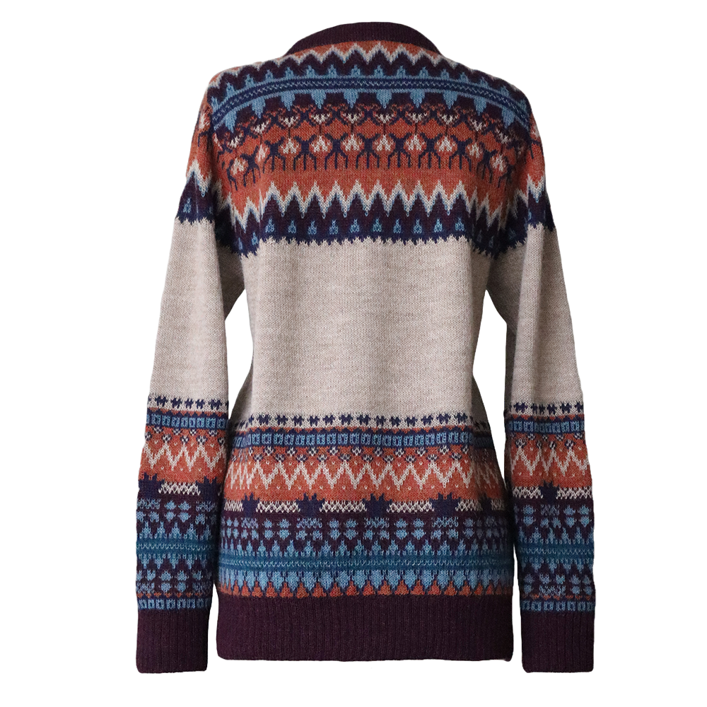 PFL knitwear Women's alpaca cardigan with classic Norwegian pattern, jacquard knitted PFL knitwear Women's alpaca cardigan with classic Norwegian pattern, jacquard knitted
