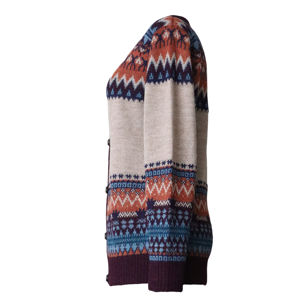 PFL knitwear Women's alpaca cardigan with classic Norwegian pattern, jacquard knitted PFL knitwear Women's alpaca cardigan with classic Norwegian pattern, jacquard knitted