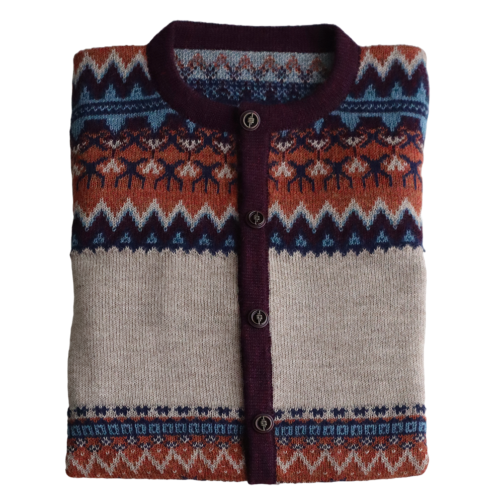 PFL knitwear Women's alpaca cardigan with classic Norwegian pattern, jacquard knitted PFL knitwear Women's alpaca cardigan with classic Norwegian pattern, jacquard knitted