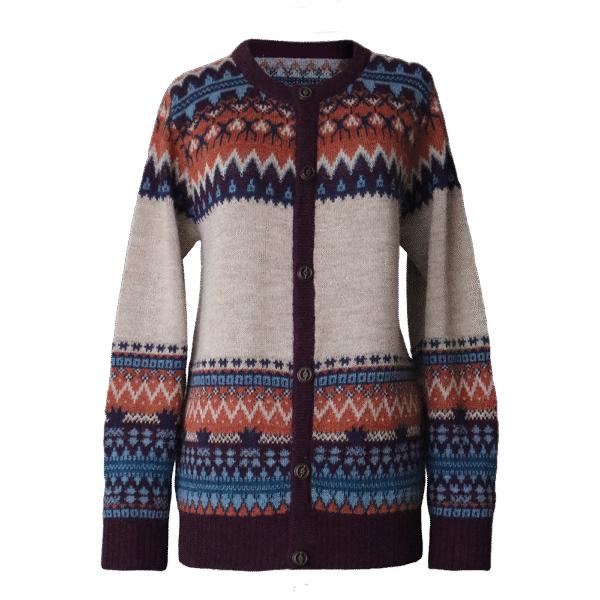 PFL knitwear Women's alpaca cardigan with classic Norwegian pattern, jacquard knitted