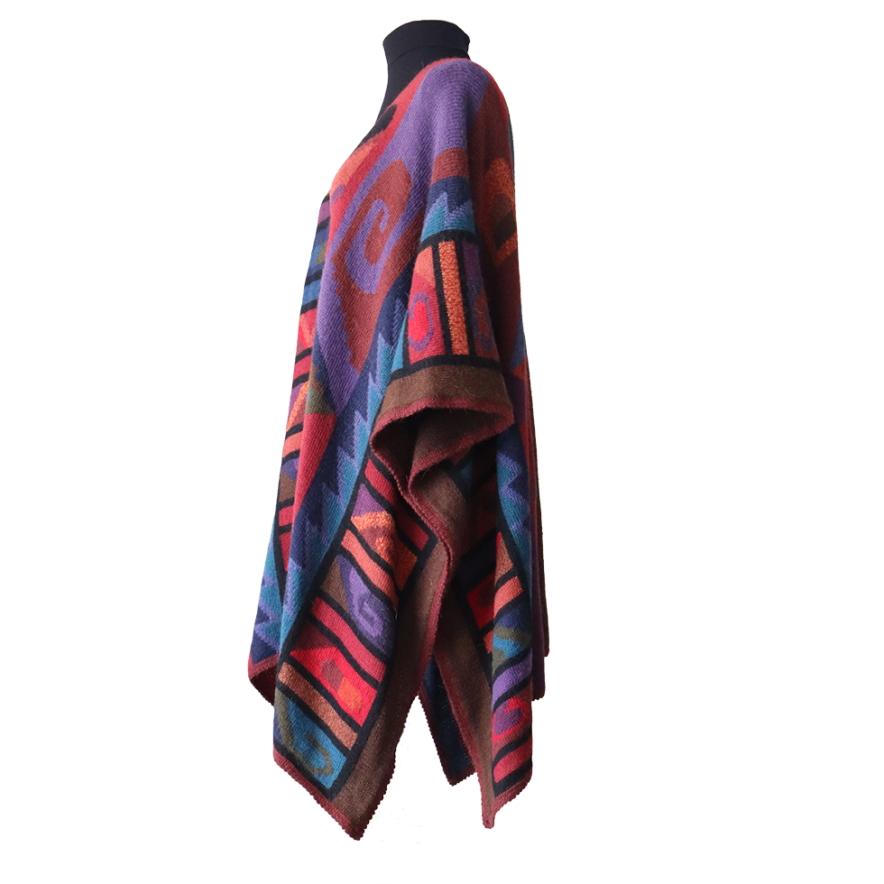 Alpaca Ruana Wrap with Colorful Intarsia Pattern | Handmade Peruvian Winter wrap | Luxurious Alpaca, Warm and Elegant Made in Peru by PFL knitwear Alpaca Ruana Wrap with Colorful Intarsia Pattern | Handmade Peruvian Winter wrap | Luxurious Alpaca, Warm and Elegant Made in Peru by PFL knitwear