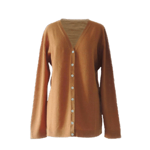 Women's cardigan baby alpaca 100%, V-neck cardigan with button closure, color sandstone orange made in Peru by PFL knitwear