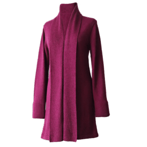 Shawl collar cardigan Royal Alpaca 100%, fine knitted lightweight, color Plum