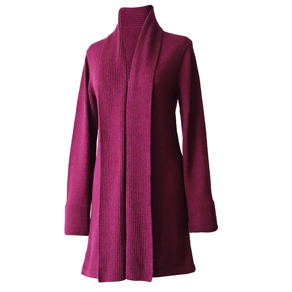 Shawl collar cardigan Royal Alpaca 100%, fine knitted lightweight, color Plum Shawl collar cardigan Royal Alpaca 100%, fine knitted lightweight, color Plum
