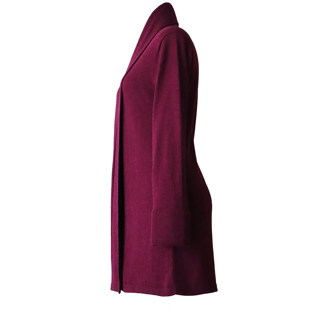 Shawl collar cardigan Royal Alpaca 100%, fine knitted lightweight, color Plum Shawl collar cardigan Royal Alpaca 100%, fine knitted lightweight, color Plum
