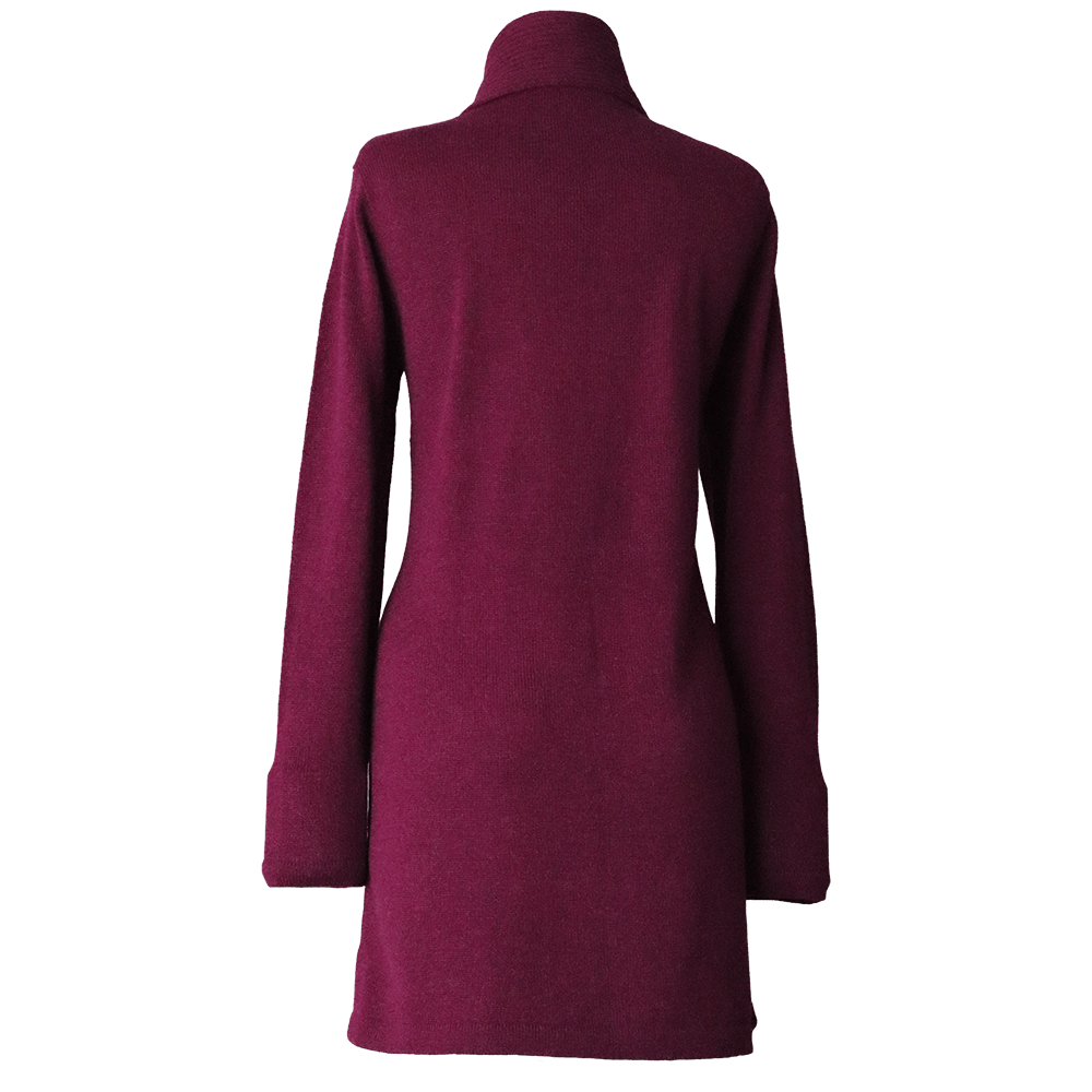 Shawl collar cardigan Royal Alpaca 100%, fine knitted lightweight, color Plum