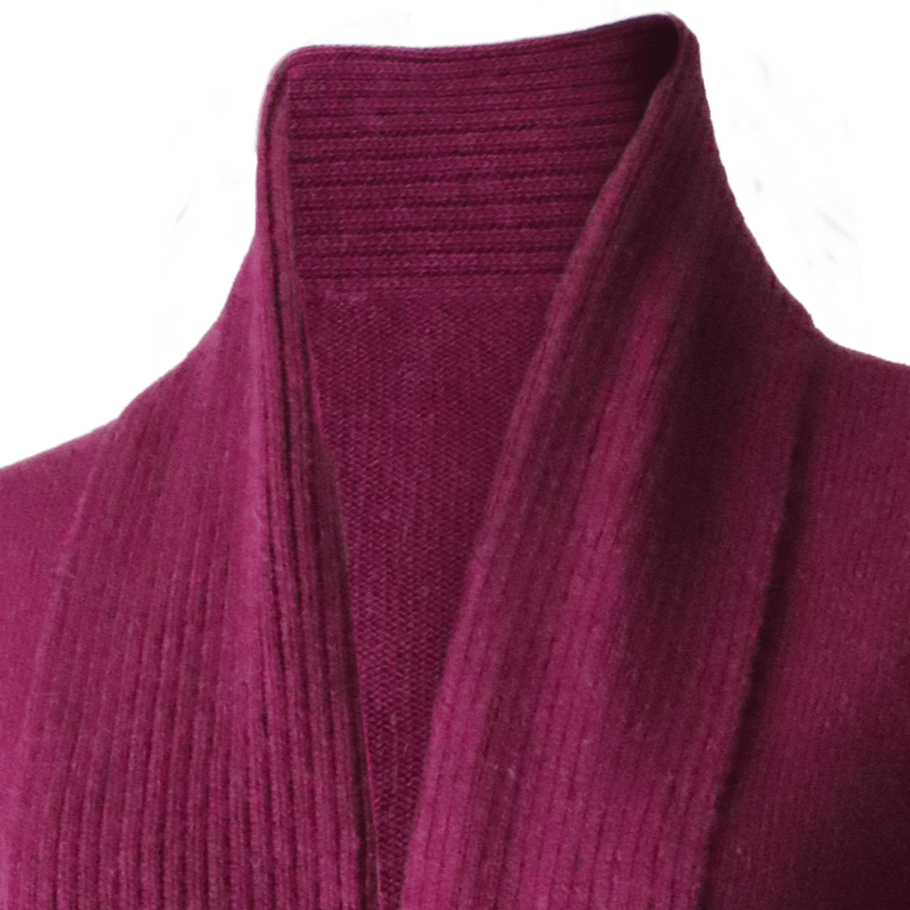 Shawl collar cardigan Royal Alpaca 100%, fine knitted lightweight, color Plum
