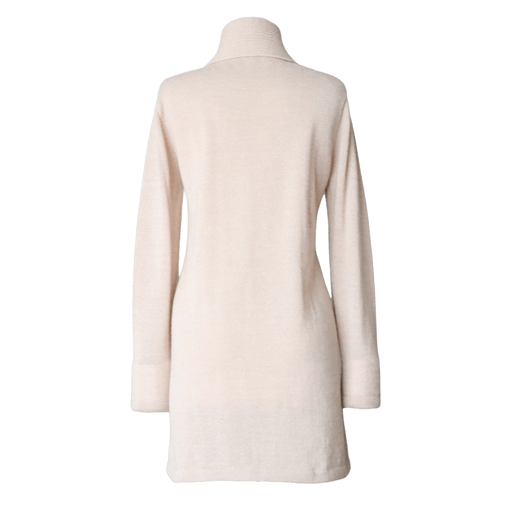 Shawl collar cardigan Baby Alpaca 100%, fine knitted lightweight, color beige Made in Peru by PFL knitwear