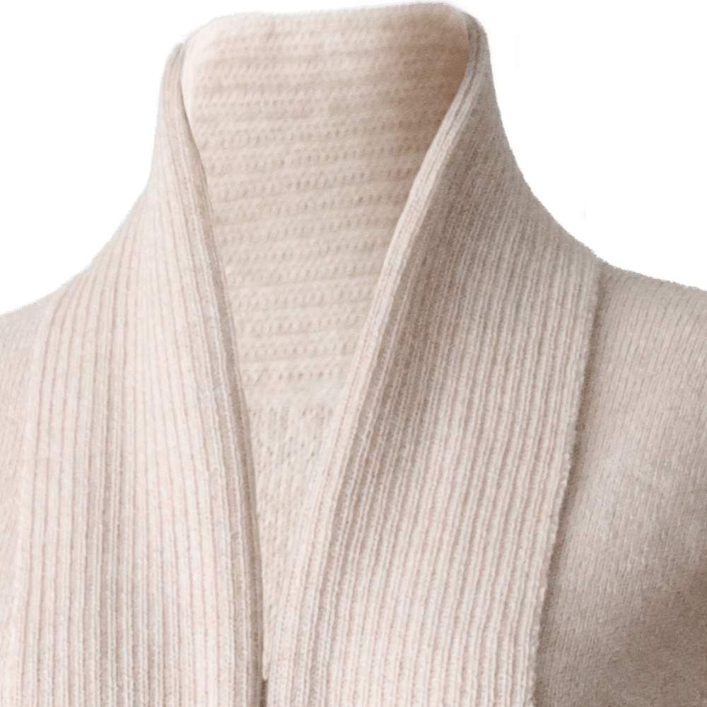 Shawl collar cardigan Baby Alpaca 100%, fine knitted lightweight, color beige Made in Peru by PFL knitwear