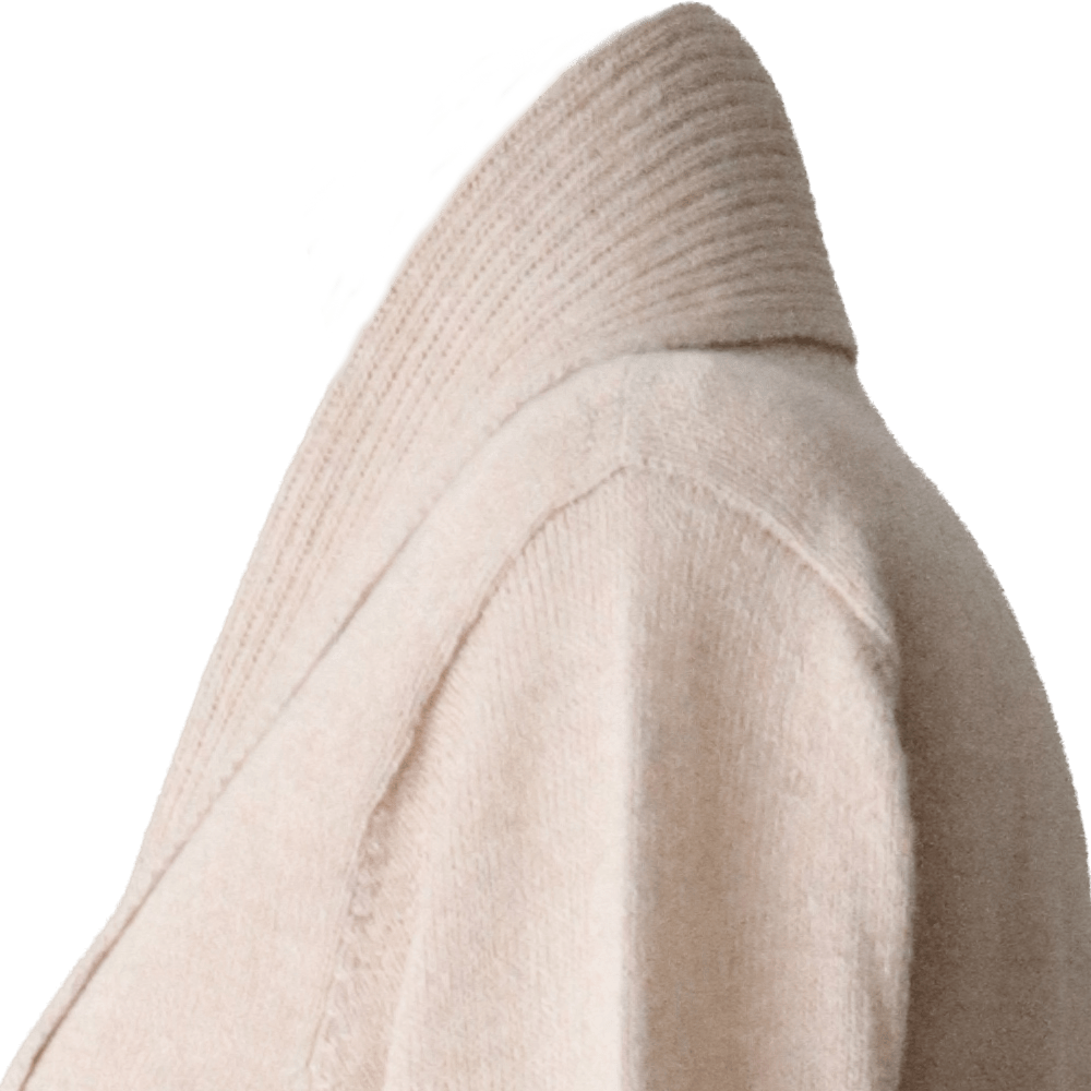 Shawl collar cardigan Baby Alpaca 100%, fine knitted lightweight, color beige Made in Peru by PFL knitwear