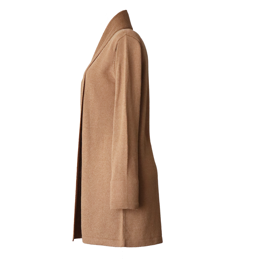 Shawl collar cardigan Royal Alpaca 100%, fine knitted lightweight, color Camel made in Peru by PFL knitwear