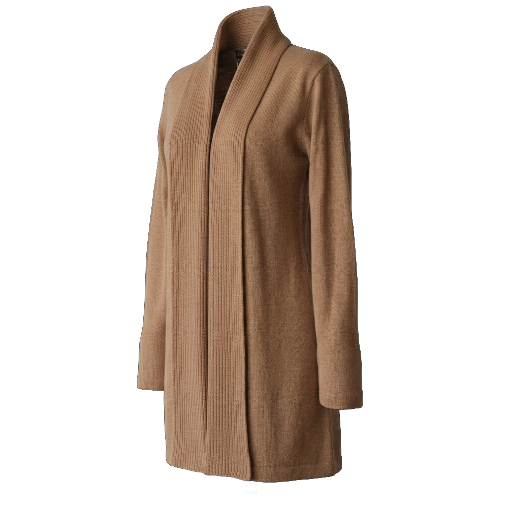 Shawl collar cardigan Royal Alpaca 100%, fine knitted lightweight, color Camel made in Peru by PFL knitwear