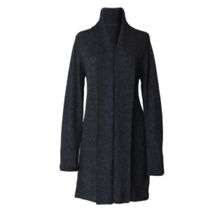 Shawl collar cardigan Baby Alpaca 100%, fine knitted lightweight, color charcoal gray Made in Peru by PFL knitwear