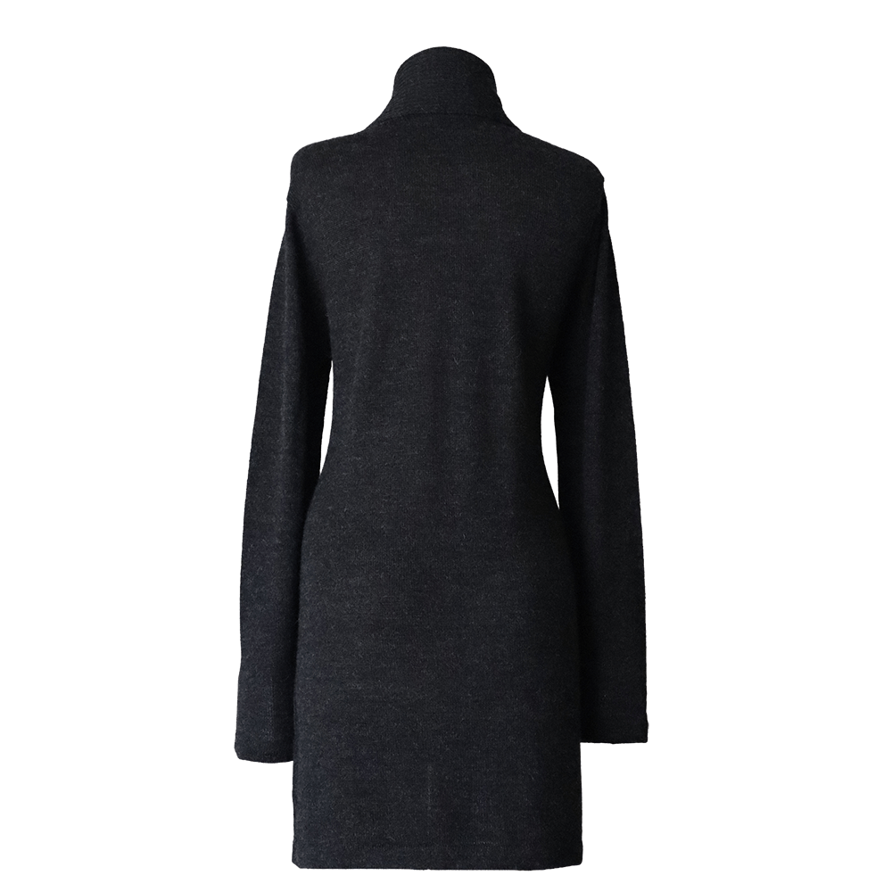 Shawl collar cardigan Baby Alpaca 100%, fine knitted lightweight, color charcoal gray Made in Peru by PFL knitwear