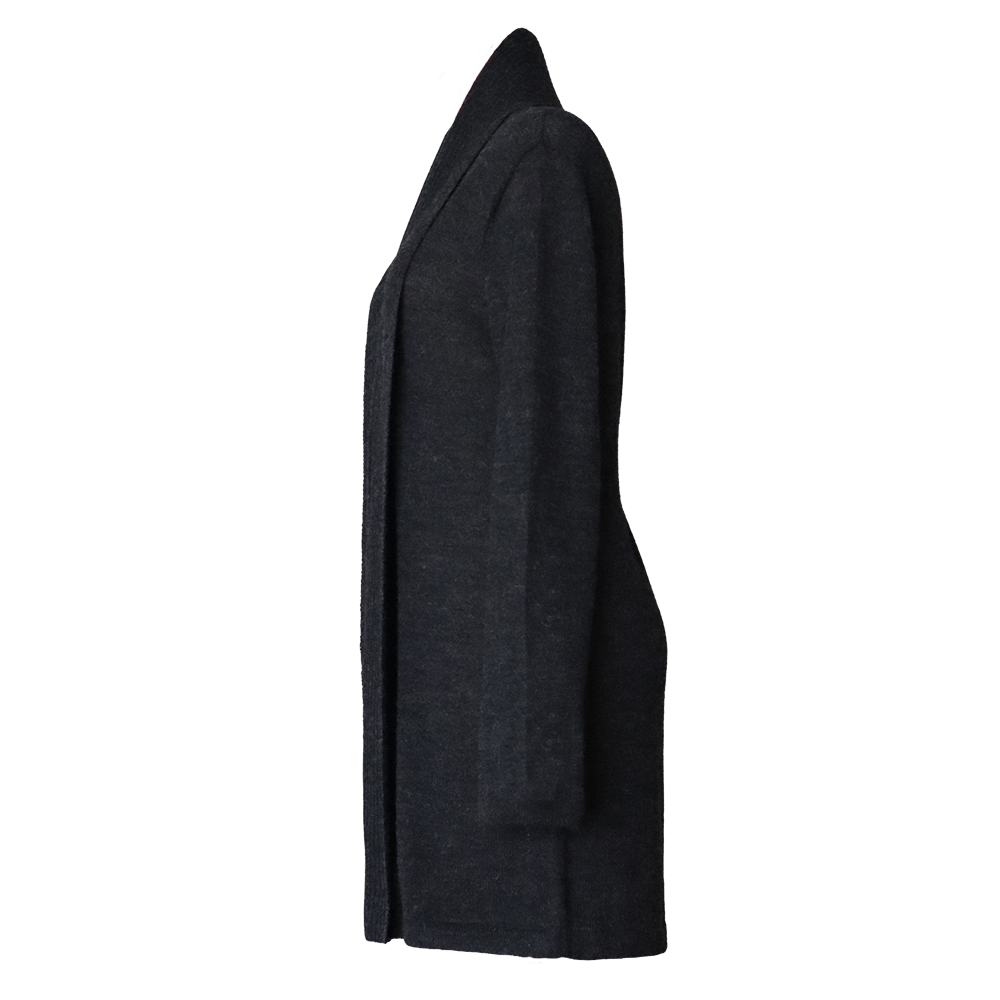 Shawl collar cardigan Baby Alpaca 100%, fine knitted lightweight, color charcoal gray Made in Peru by PFL knitwear