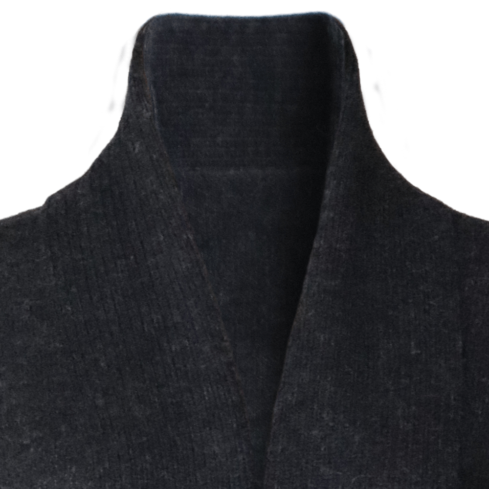 Shawl collar cardigan Baby Alpaca 100%, fine knitted lightweight, color charcoal gray Made in Peru by PFL knitwear