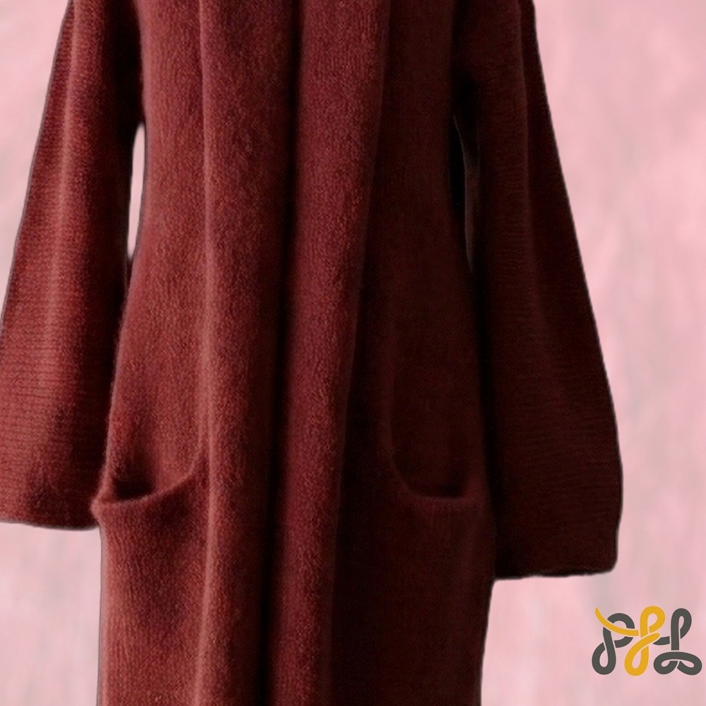 Cardigan Coat Suri Alpaca Oversized Shawl Collar Hand Knitted color scarlet red. Made in Peru by PFL knitwear