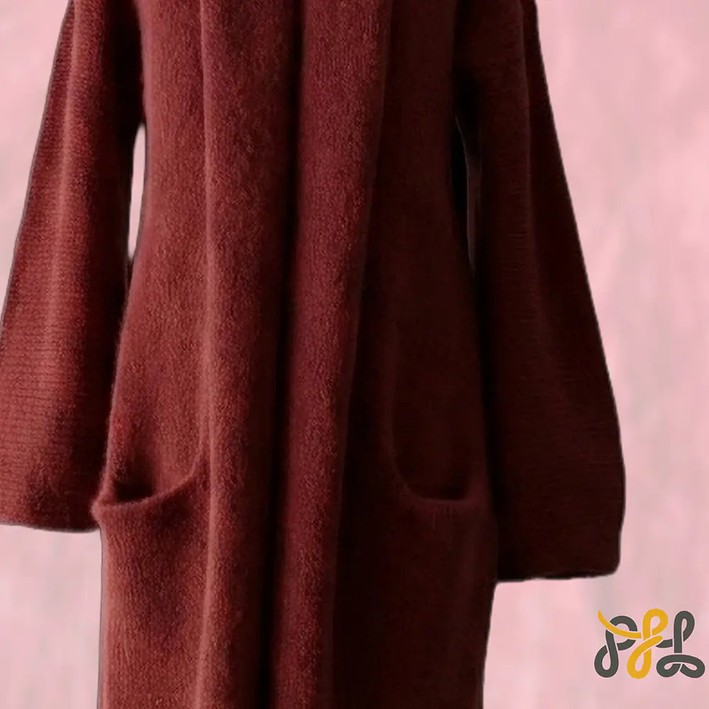 Cardigan Coat Suri Alpaca Oversized Shawl Collar Hand Knitted color scarlet red. Made in Peru by PFL knitwear Cardigan Coat Suri Alpaca Oversized Shawl Collar Hand Knitted color scarlet red. Made in Peru by PFL knitwear