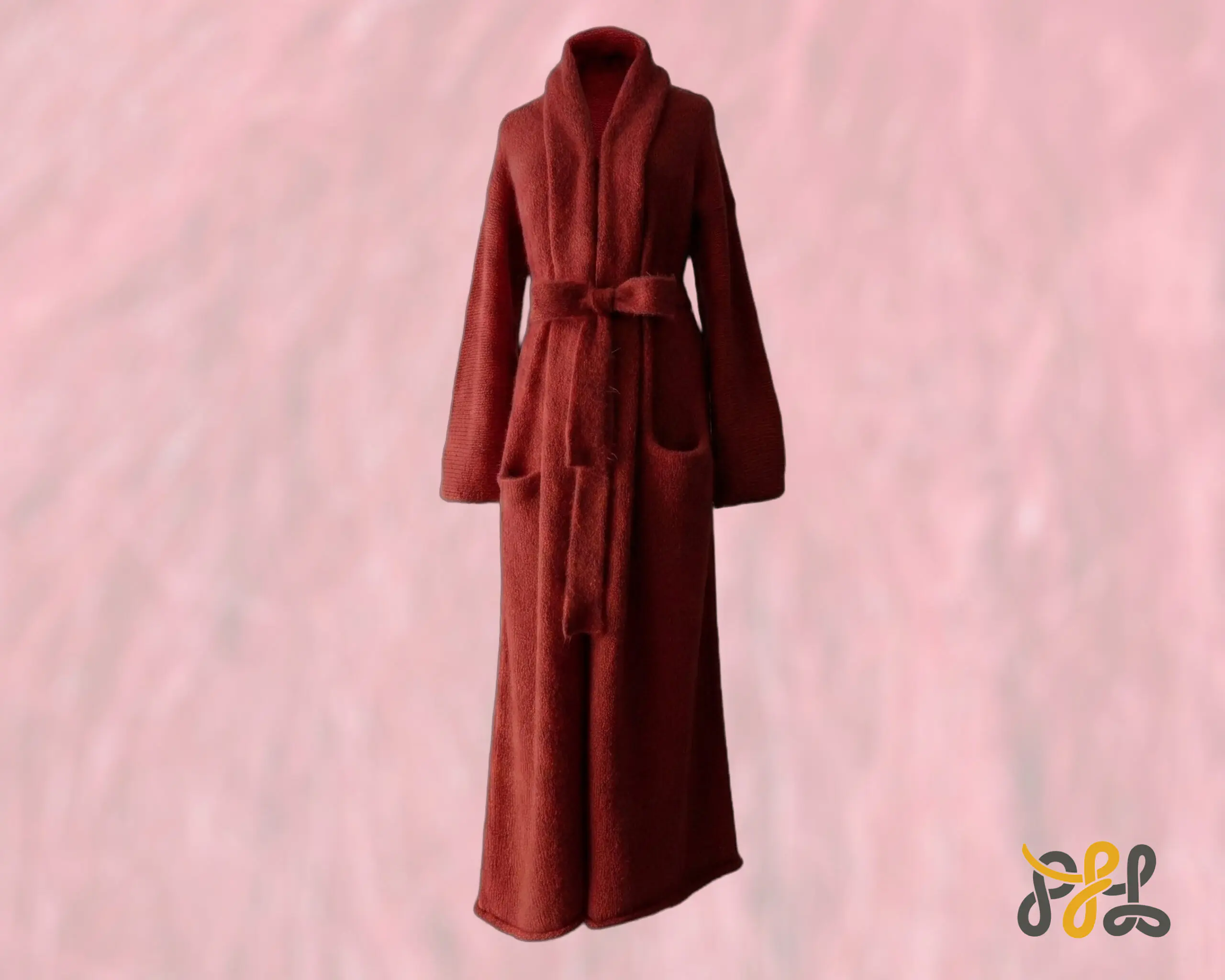 Cardigan Coat Suri Alpaca Oversized Shawl Collar Hand Knitted color scarlet red. Made in Peru by PFL knitwear Cardigan Coat Suri Alpaca Oversized Shawl Collar Hand Knitted color scarlet red. Made in Peru by PFL knitwear