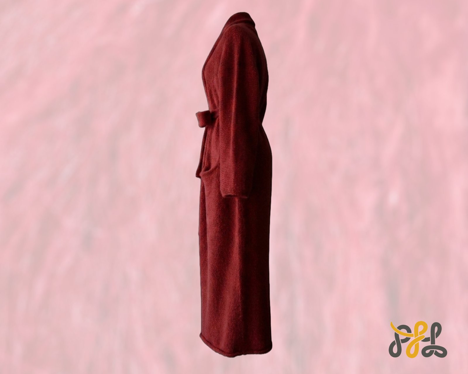 Cardigan Coat Suri Alpaca Oversized Shawl Collar Hand Knitted color scarlet red. Made in Peru by PFL knitwear