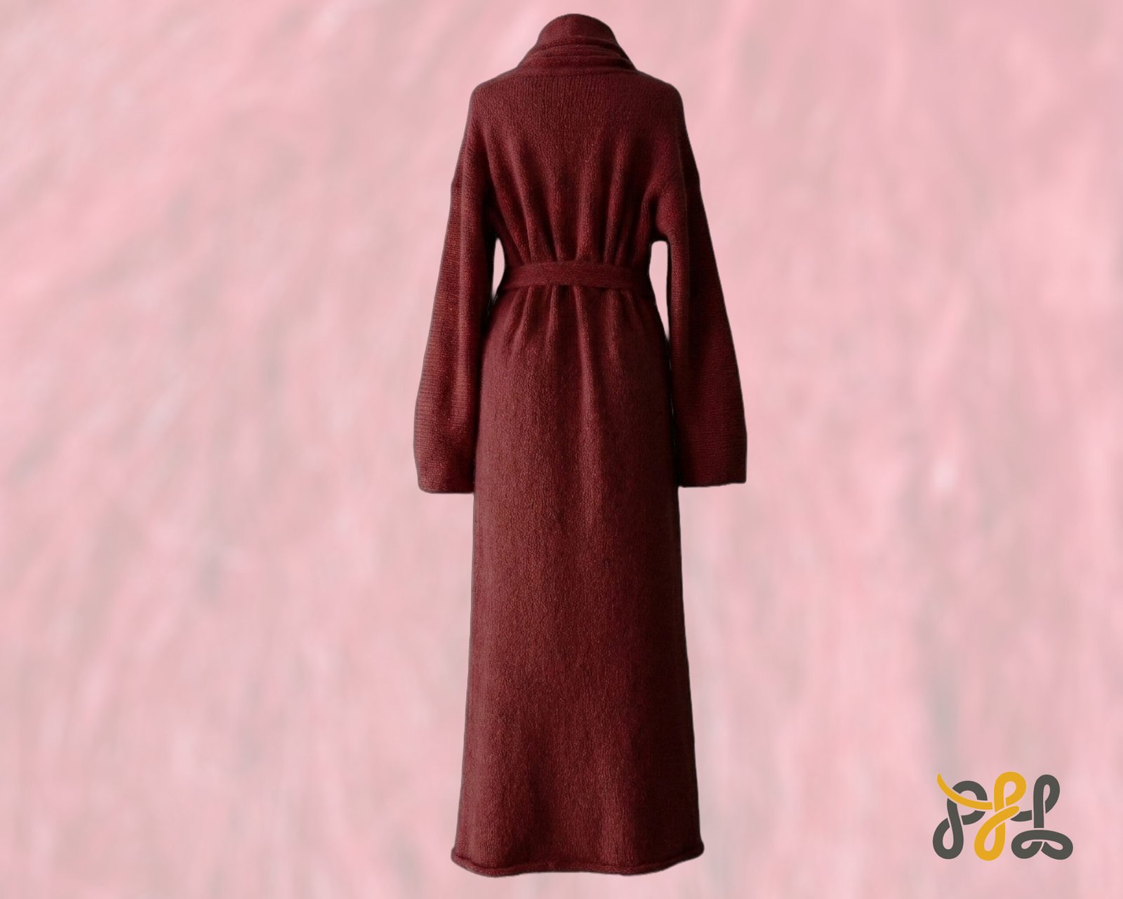 Cardigan Coat Suri Alpaca Oversized Shawl Collar Hand Knitted color scarlet red. Made in Peru by PFL knitwear