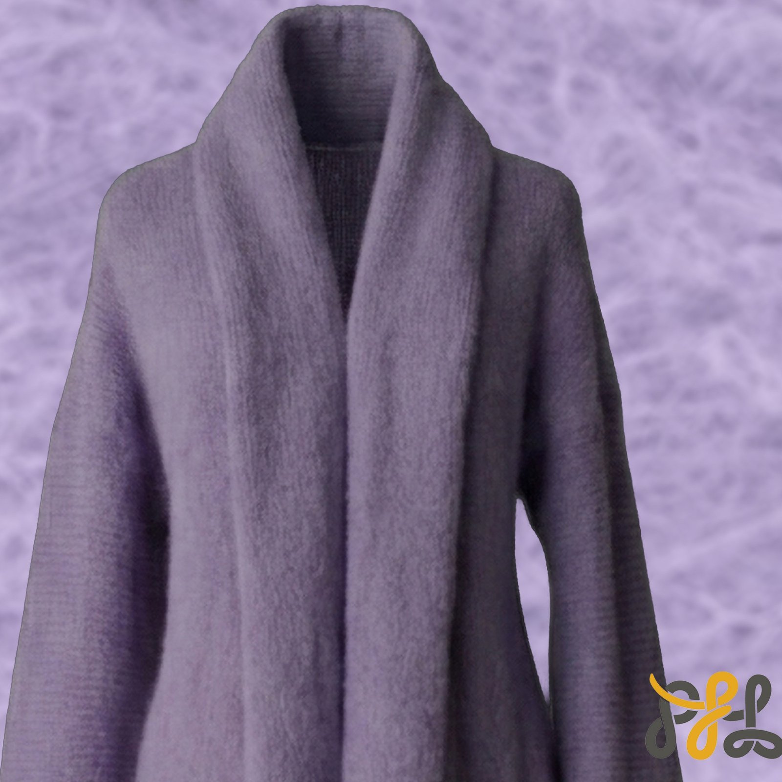 Cardigan Coat Suri Alpaca Oversized Shawl Collar Hand Knitted color Lilac. Made in Peru by PFL knitwear