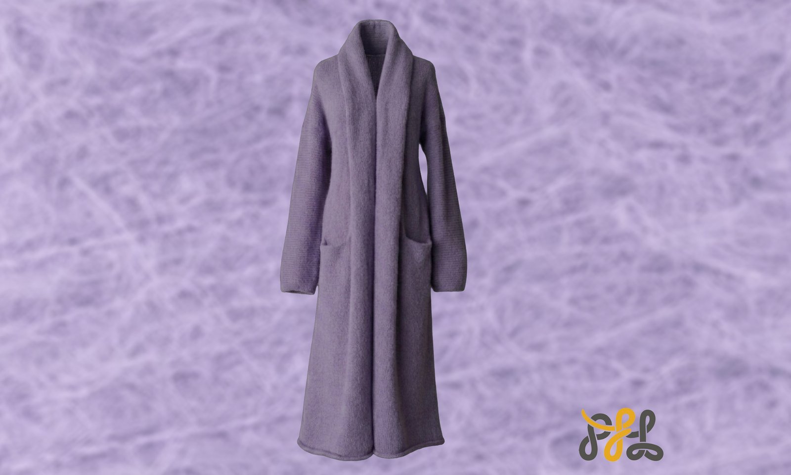Cardigan Coat Suri Alpaca Oversized Shawl Collar Hand Knitted color Lilac. Made in Peru by PFL knitwear