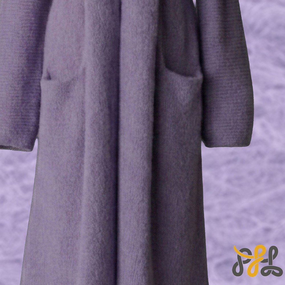 Cardigan Coat Suri Alpaca Oversized Shawl Collar Hand Knitted color Lilac. Made in Peru by PFL knitwear