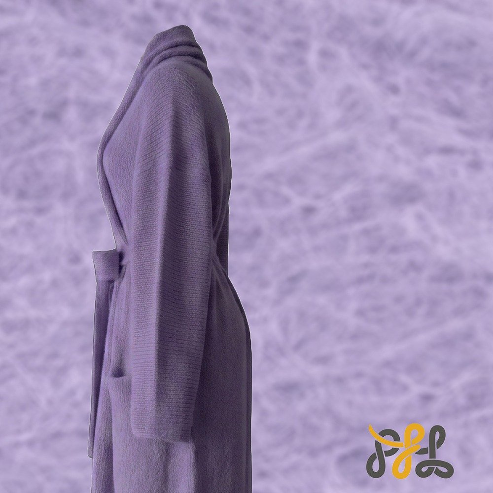 Cardigan Coat Suri Alpaca Oversized Shawl Collar Hand Knitted color Lilac. Made in Peru by PFL knitwear