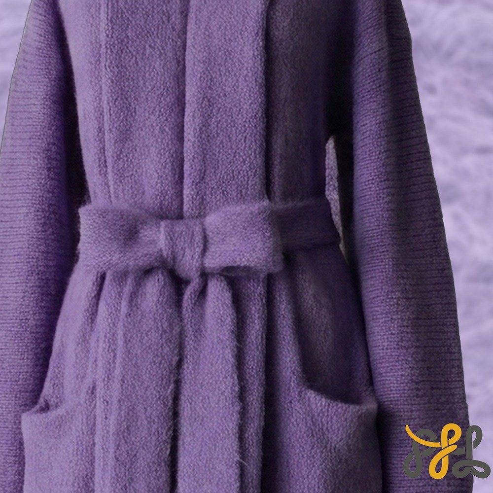Cardigan Coat Suri Alpaca Oversized Shawl Collar Hand Knitted color Lilac. Made in Peru by PFL knitwear