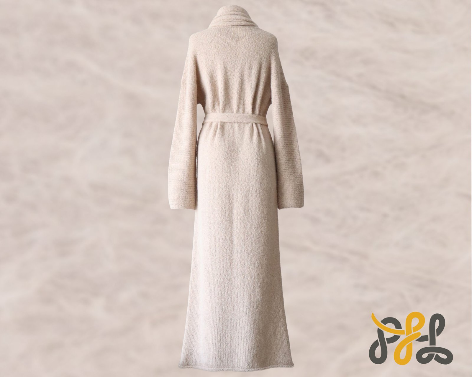 Cardigan Coat Suri Alpaca Oversized Shawl Collar Hand Knitted color beige. Made in Peru by PFL knitwear.