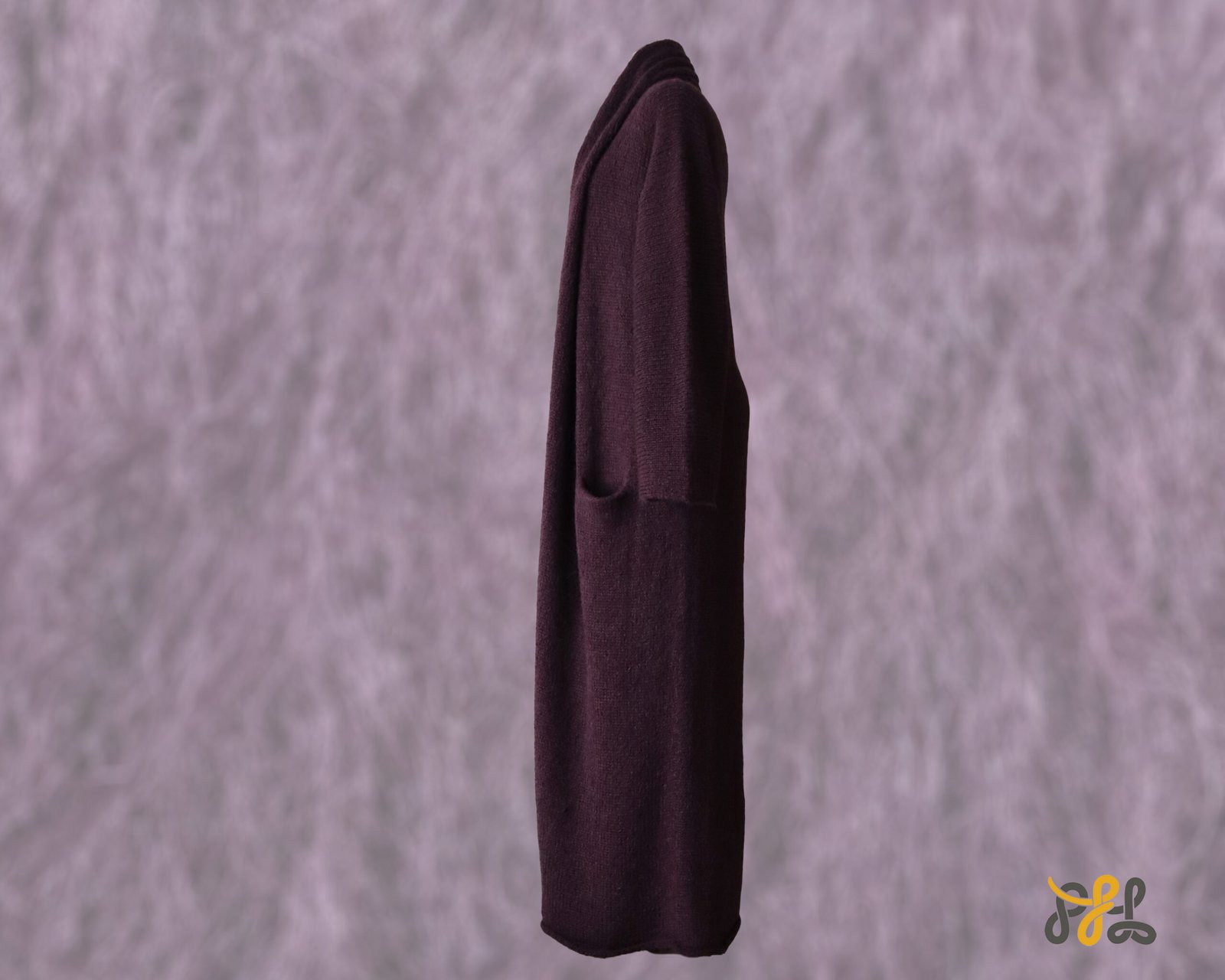 Cardigan Coat Suri Alpaca Oversized Shawl Collar Hand Knitted color Plum Made in Peru by PFL knitwear.