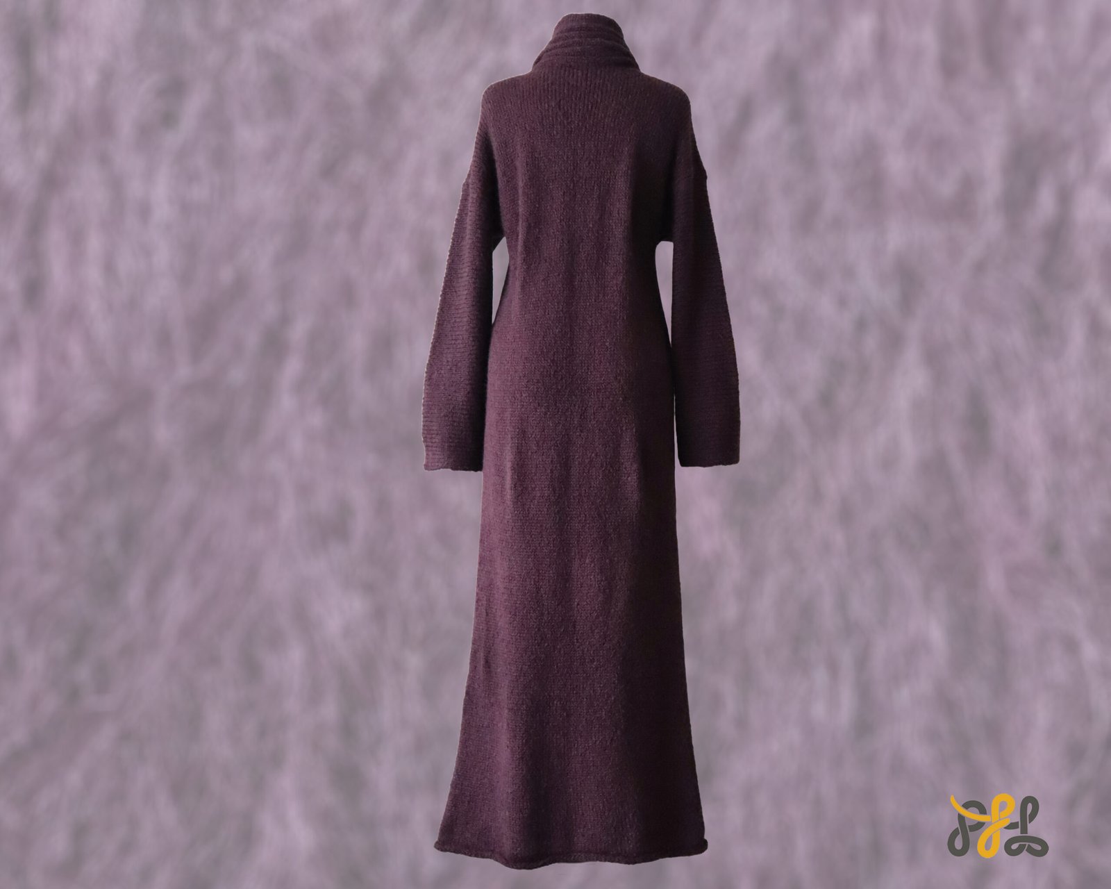 Cardigan Coat Suri Alpaca Oversized Shawl Collar Hand Knitted color Plum Made in Peru by PFL knitwear.