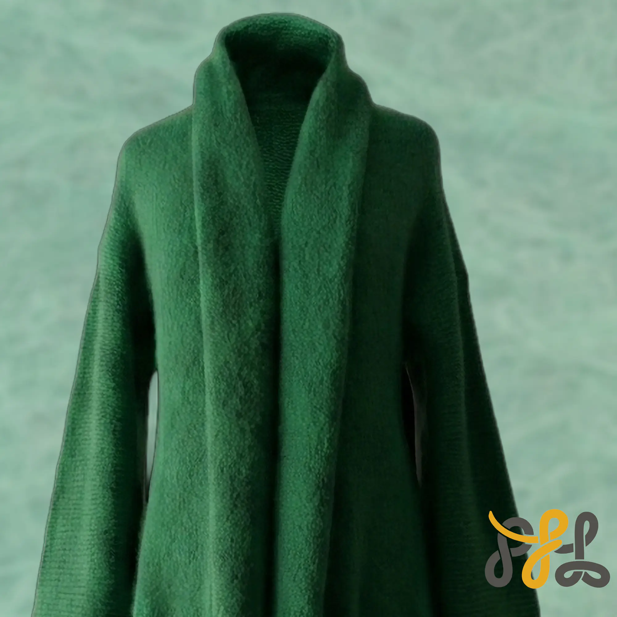 Cardigan Coat Suri Alpaca Oversized Shawl Collar Hand Knitted color Green. Made in Peru by PFL knitwear Cardigan Coat Suri Alpaca Oversized Shawl Collar Hand Knitted color Green. Made in Peru by PFL knitwear