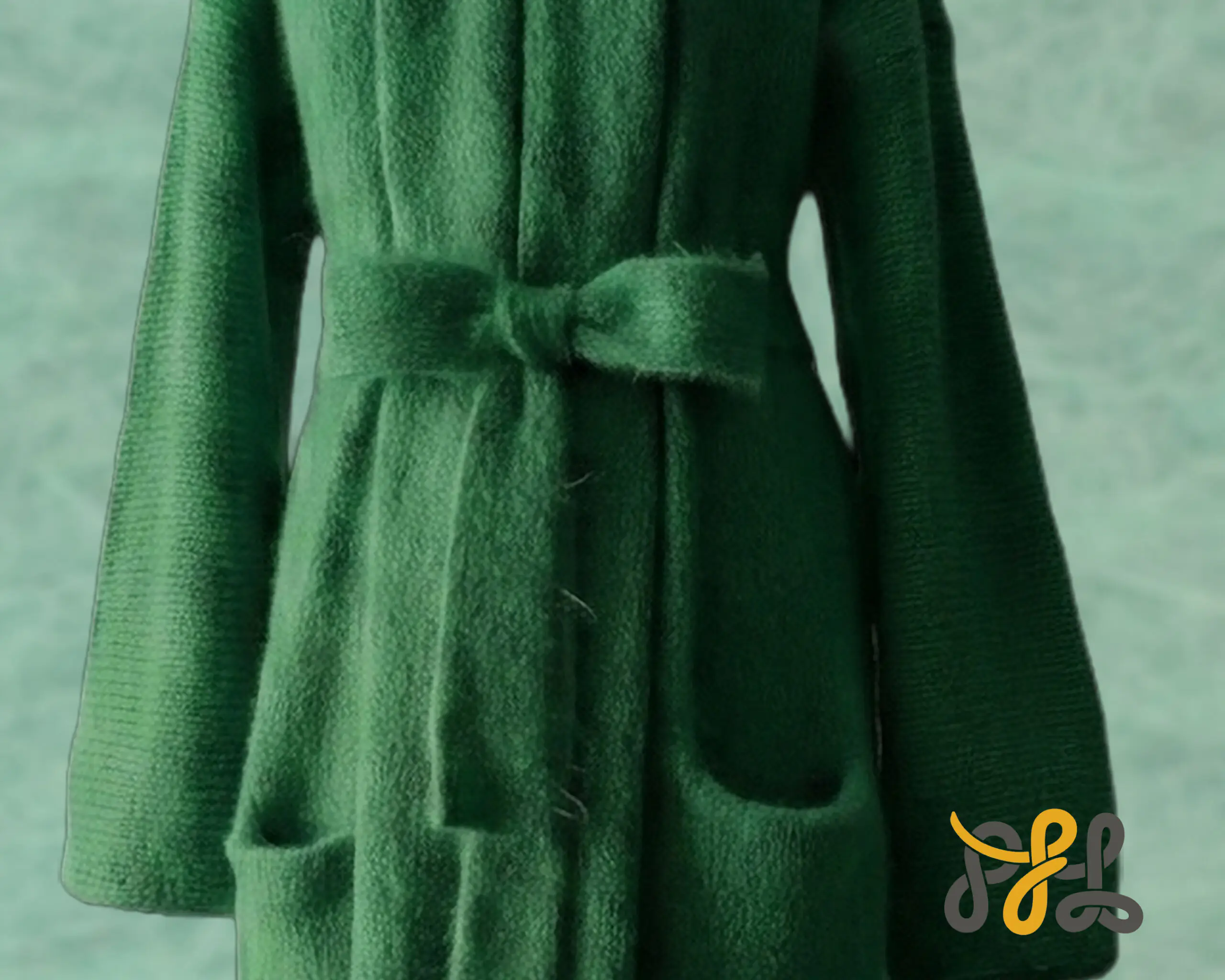 Cardigan Coat Suri Alpaca Oversized Shawl Collar Hand Knitted color Green. Made in Peru by PFL knitwear Cardigan Coat Suri Alpaca Oversized Shawl Collar Hand Knitted color Green. Made in Peru by PFL knitwear