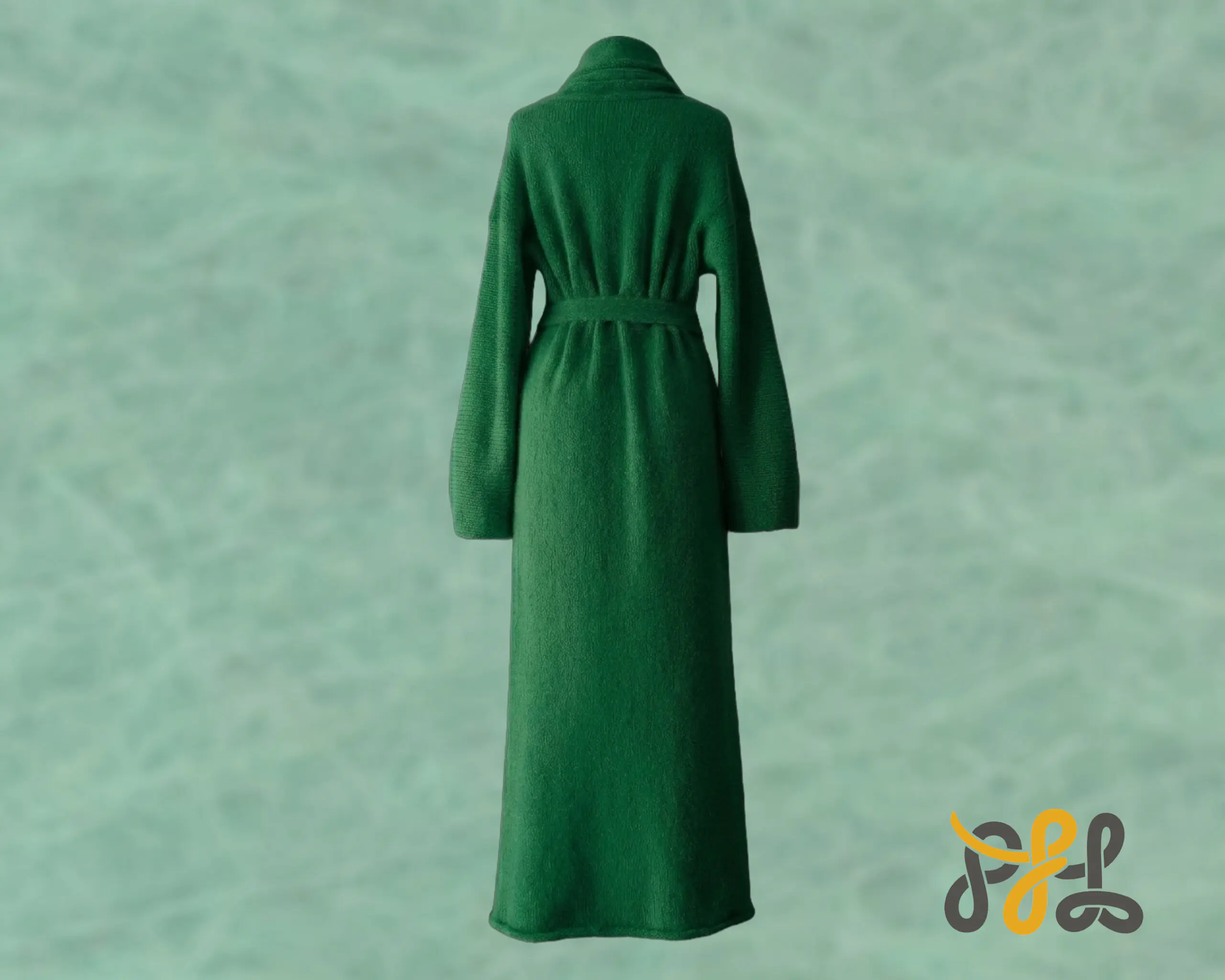 Cardigan Coat Suri Alpaca Oversized Shawl Collar Hand Knitted color Green. Made in Peru by PFL knitwear Cardigan Coat Suri Alpaca Oversized Shawl Collar Hand Knitted color Green. Made in Peru by PFL knitwear