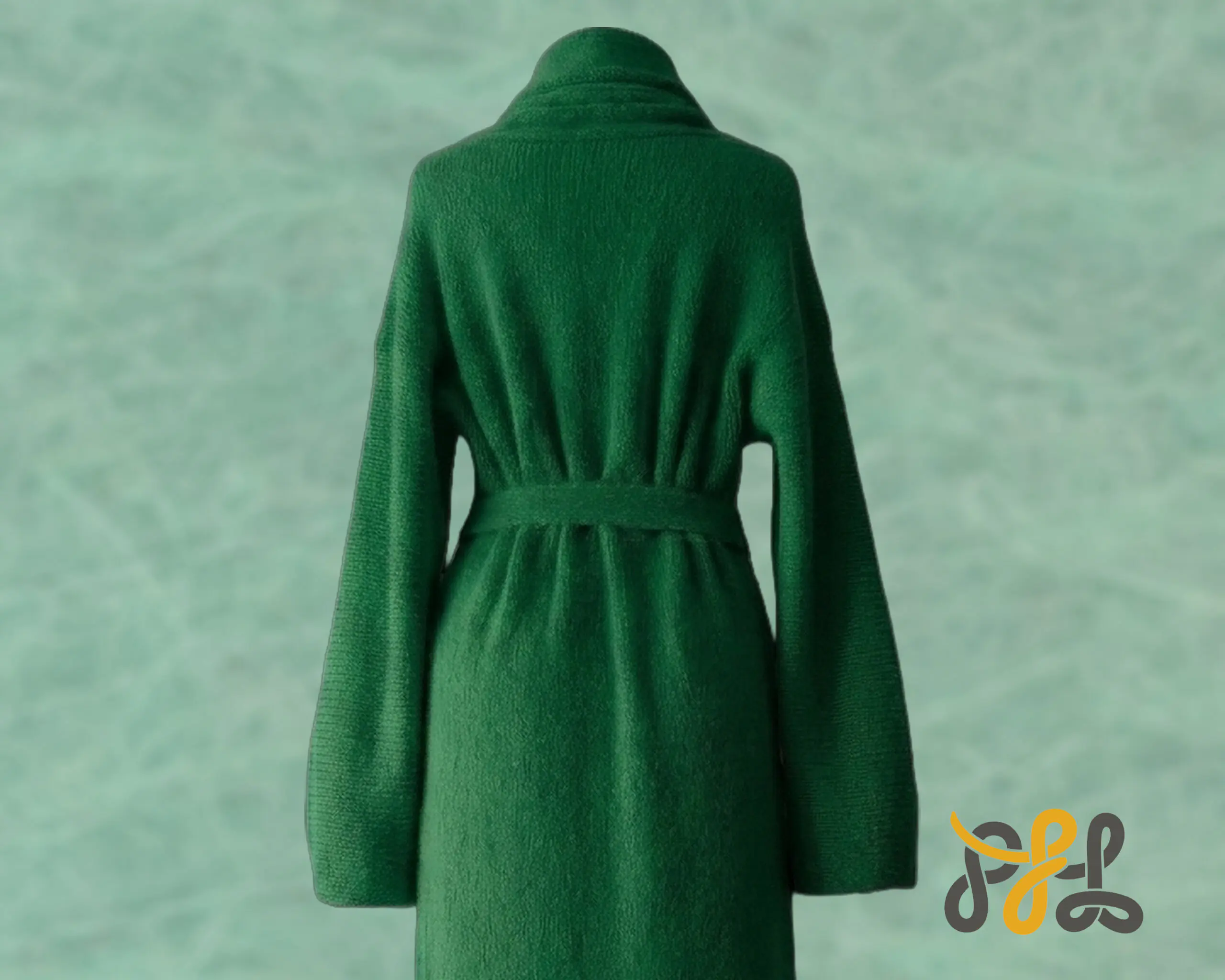 Cardigan Coat Suri Alpaca Oversized Shawl Collar Hand Knitted color Green. Made in Peru by PFL knitwear Cardigan Coat Suri Alpaca Oversized Shawl Collar Hand Knitted color Green. Made in Peru by PFL knitwear