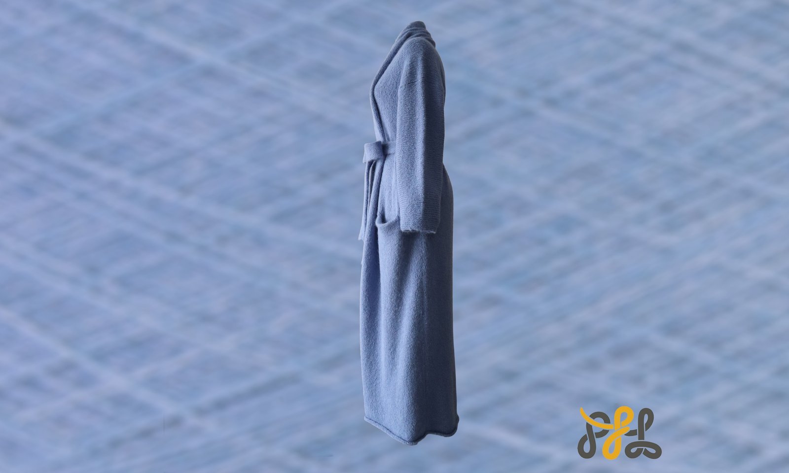 Cardigan Coat Suri Alpaca Oversized Shawl Collar Hand Knitted color sky blue. Made in Peru by PFL knitwear