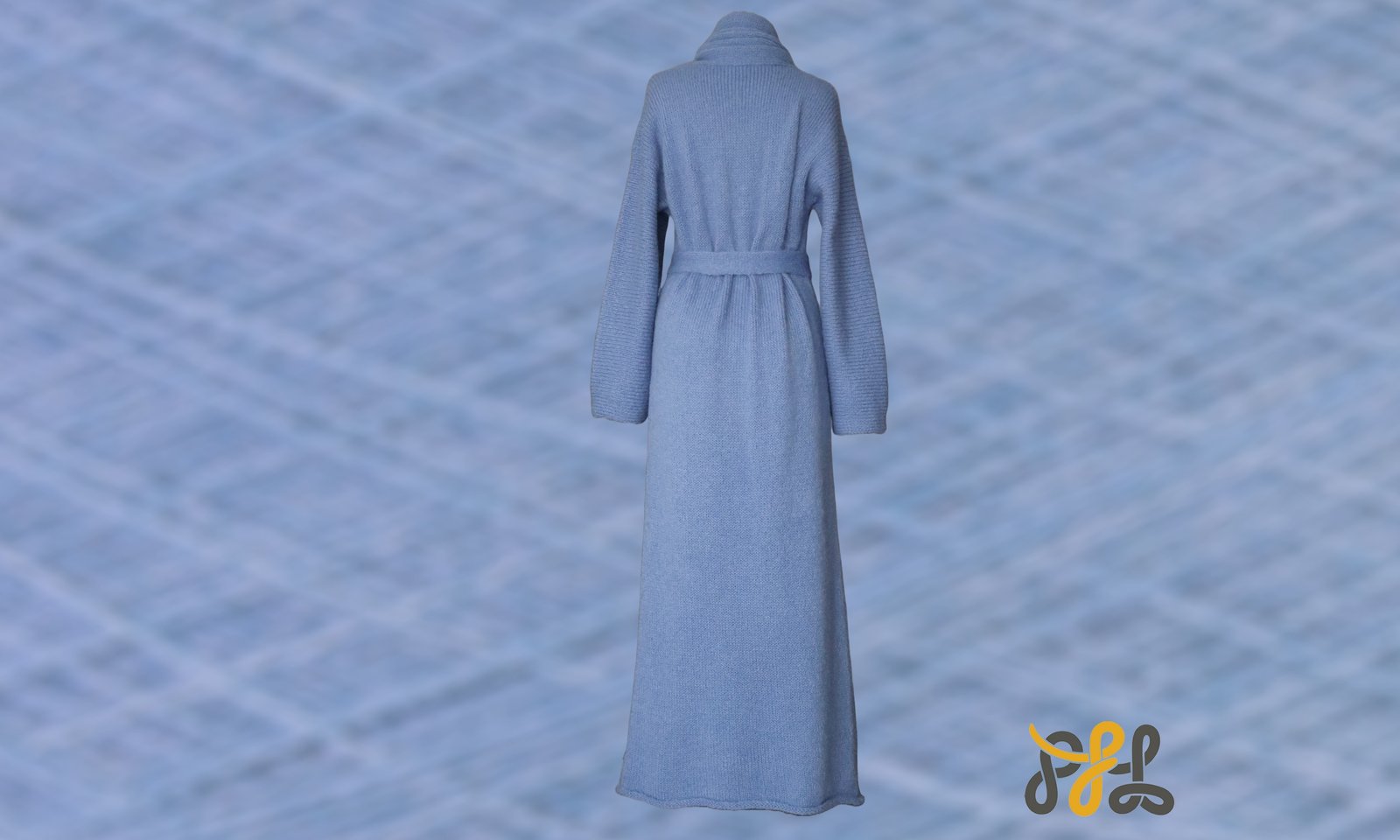 Cardigan Coat Suri Alpaca Oversized Shawl Collar Hand Knitted color sky blue. Made in Peru by PFL knitwear
