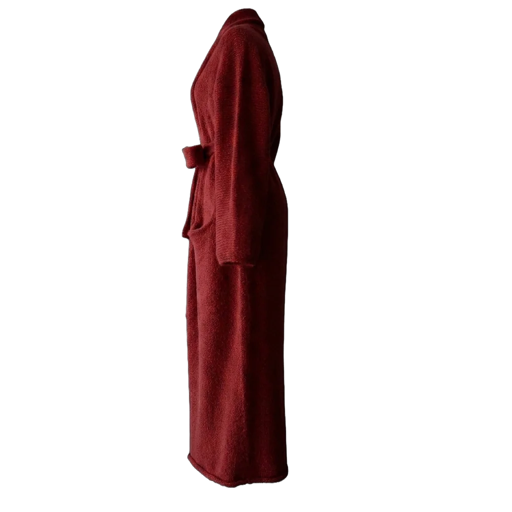 Cardigan Coat Suri Alpaca Oversized Shawl Collar Hand Knitted color scarlet red. Made in Peru by PFL knitwear