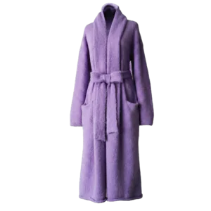 Cardigan Coat Suri Alpaca Oversized Shawl Collar Hand Knitted color Lilac. Made in Peru by PFL knitwear