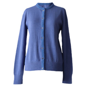 Cardigan baby alpaca, vest with button closure and crew neck color blue. made in Peru by PFL knitwear