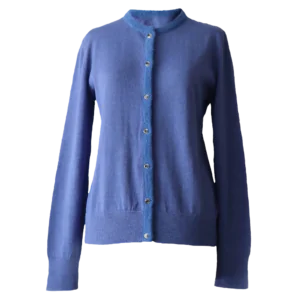 Cardigan baby alpaca, vest with button closure and crew neck color blue. made in Peru by PFL knitwear