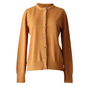 Cardigan baby alpaca, vest with button closure and crew neck color Ochre. made in Peru by PFL knitwear