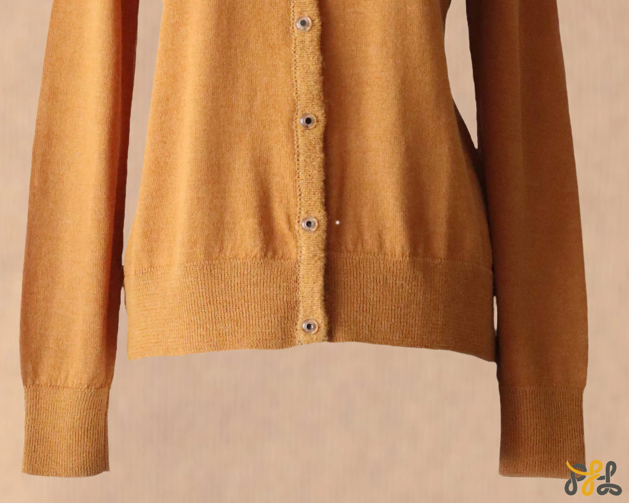Cardigan baby alpaca, vest with button closure and crew neck color Ochre. made in Peru by PFL knitwear Cardigan baby alpaca, vest with button closure and crew neck color Ochre. made in Peru by PFL knitwear