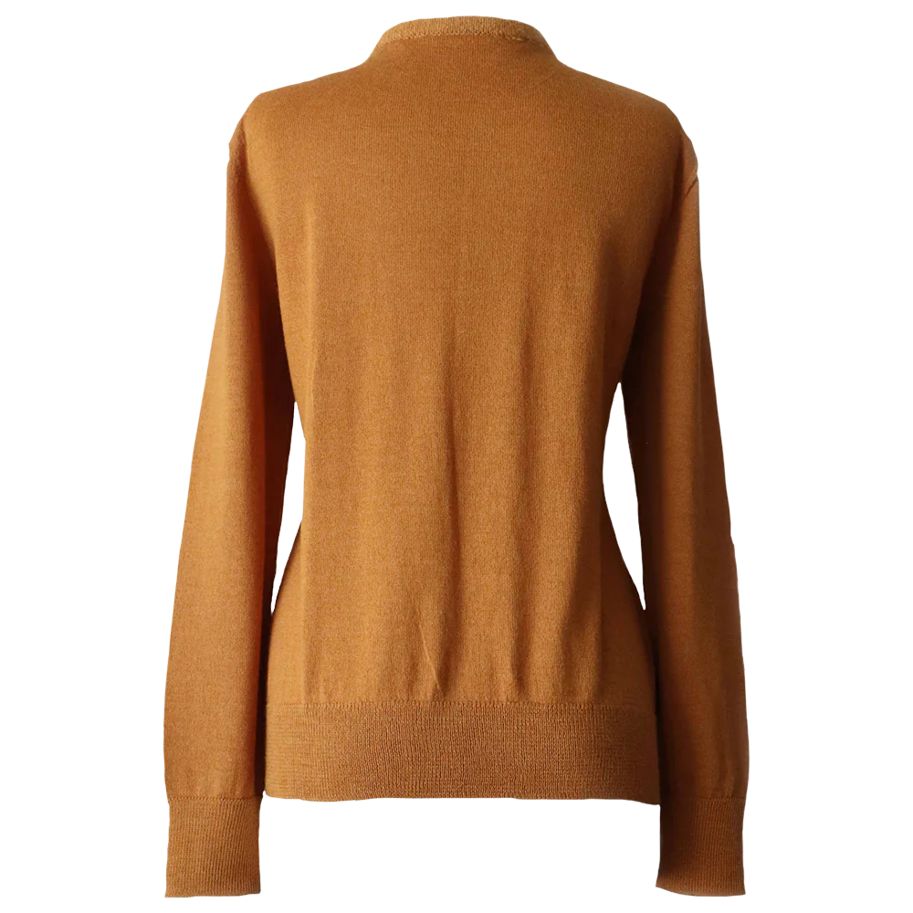 Cardigan baby alpaca, vest with button closure and crew neck color Ochre. made in Peru by PFL knitwear