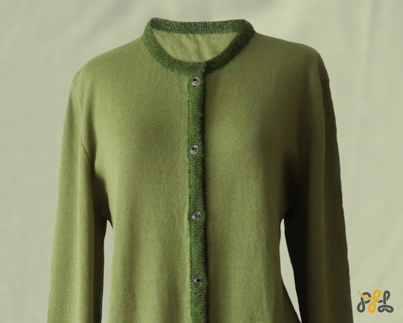 Cardigan baby alpaca, vest with button closure and crew neck color green. made in Peru by PFL knitwear