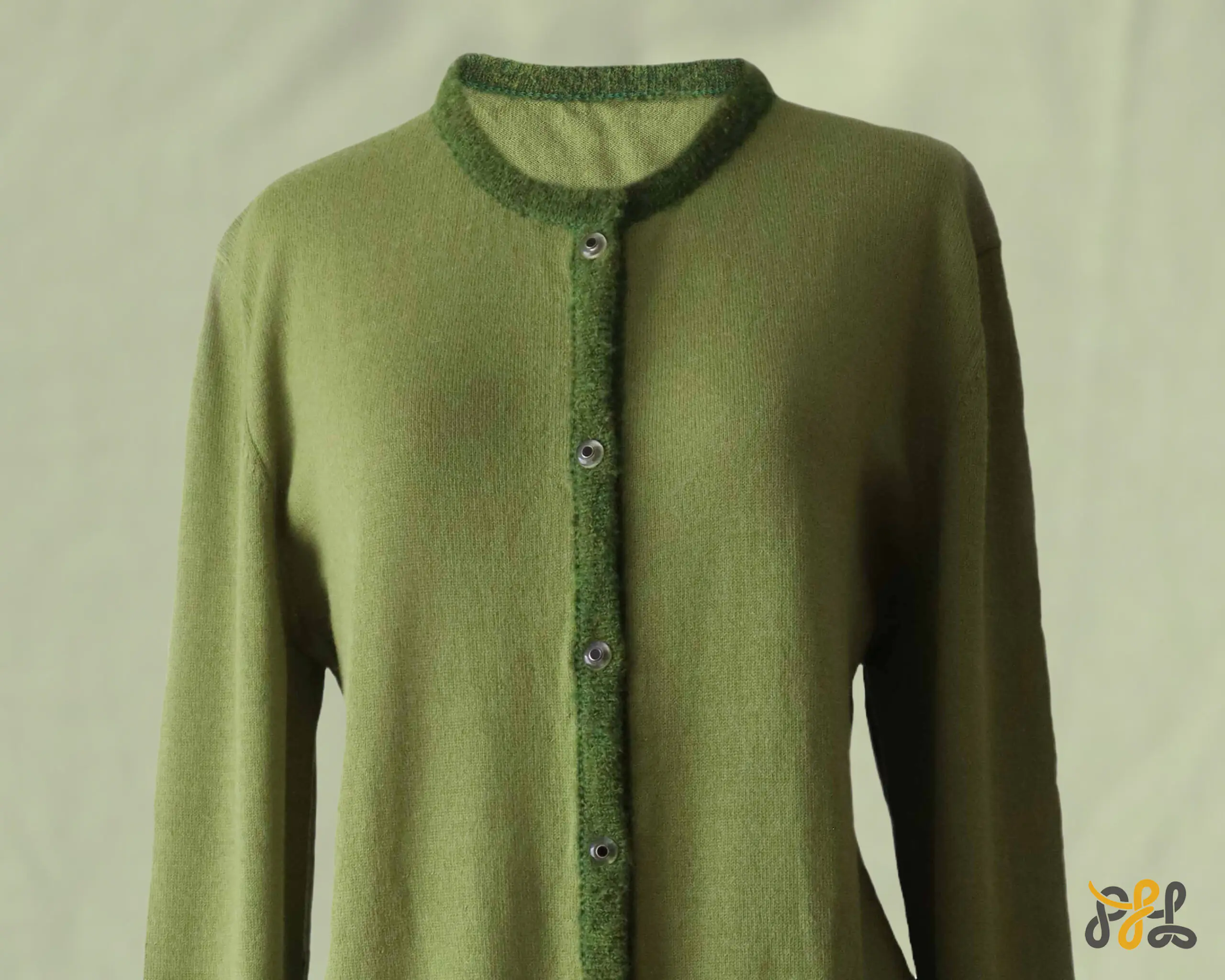 Cardigan baby alpaca, vest with button closure and crew neck color green. made in Peru by PFL knitwear
