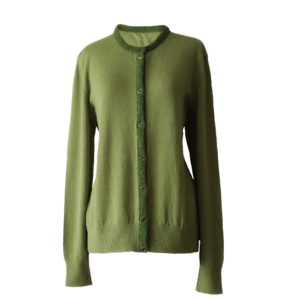 Cardigan baby alpaca, vest with button closure and crew neck color green. made in Peru by PFL knitwear