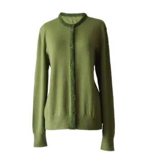 Cardigan baby alpaca, vest with button closure and crew neck color green. made in Peru by PFL knitwear
